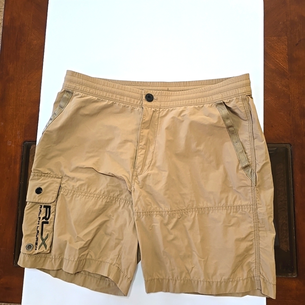 Ralph Lauren RLX Mens Size M Performance Tan Cargo Shorts Elastic Waist